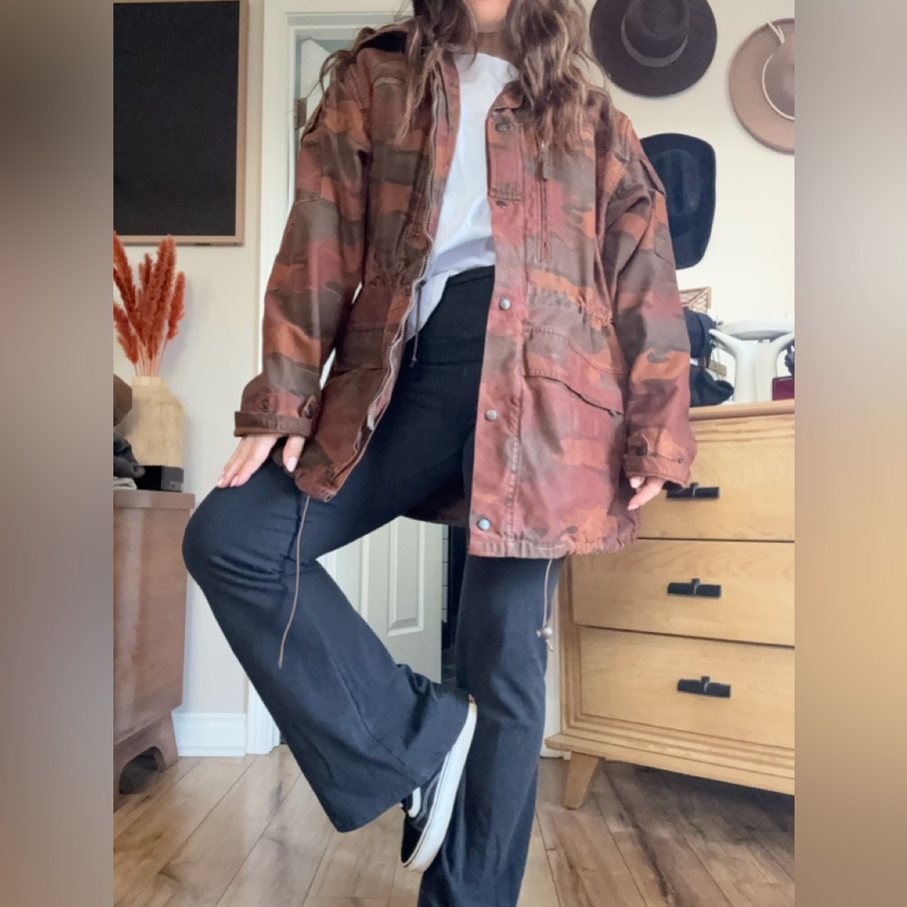 Reclaimed Vintage Camo Jacket Over Dye